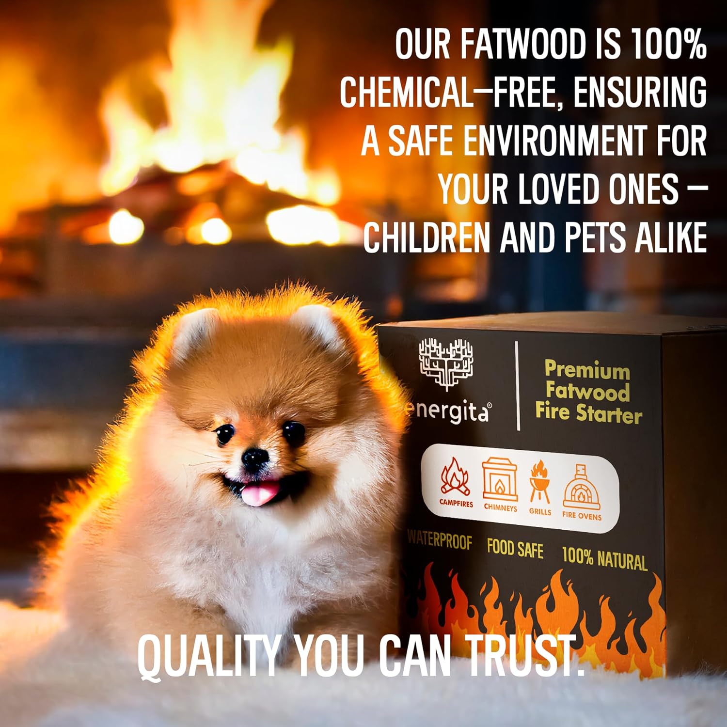 Energita 10 lbs Premium Fatwood Fire Starter Sticks, 100% All Natural, Waterproof Camping Essential Equipment