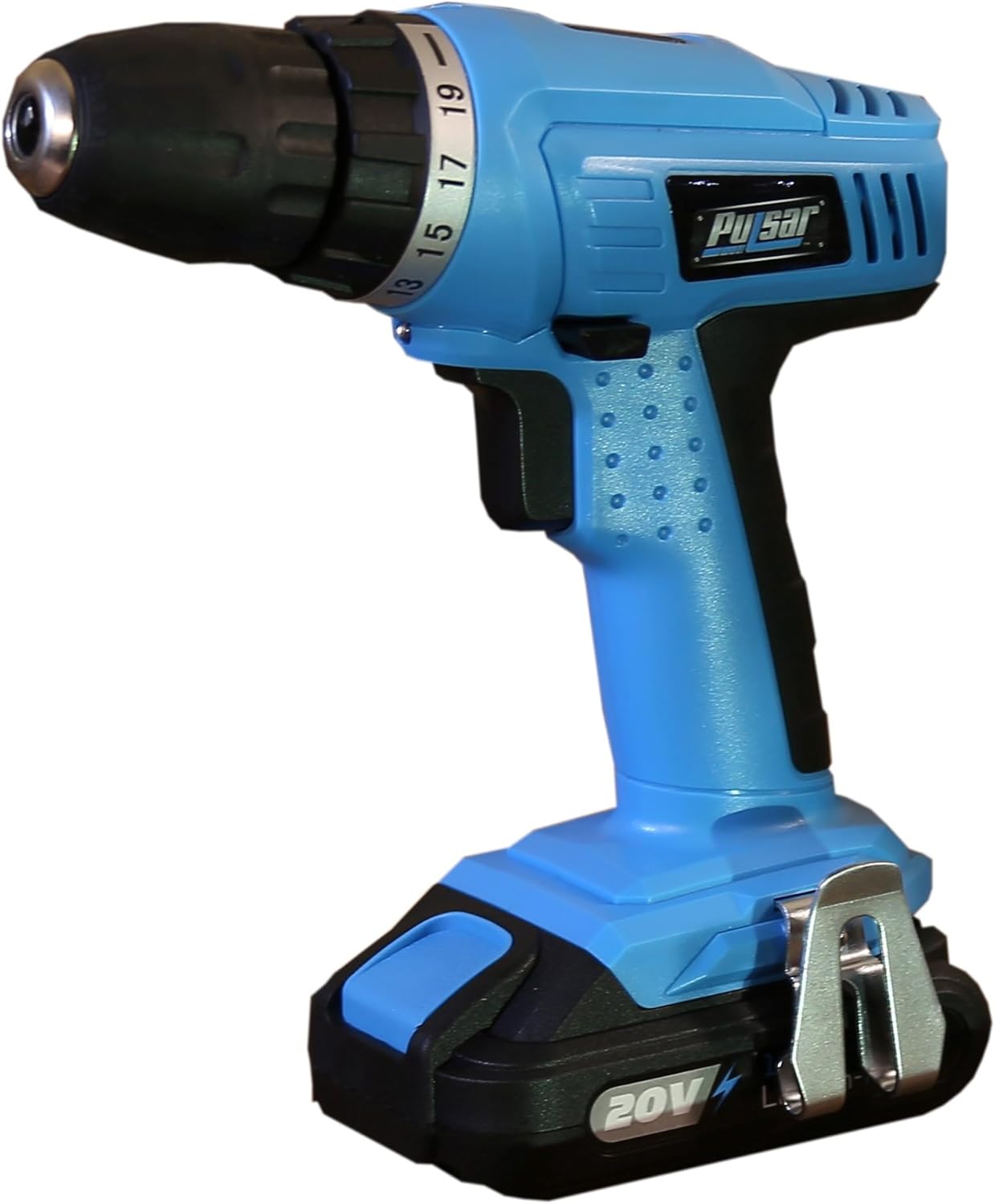 Pulsar 20V Cordless 1.3Ah Lithium-Ion Drill/Driver & Work Light Kit, Featuring A 19+1 Torque Setting Drill, an Adjustable & Freestanding LED Work Light (Kit Includes Battery & Charger), PT25LK