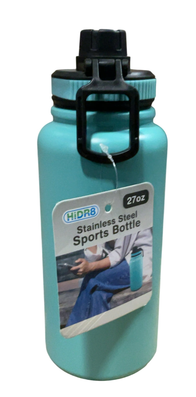 HiDR8 27 oz Stainless Steel Sports Bottle, Turquoise