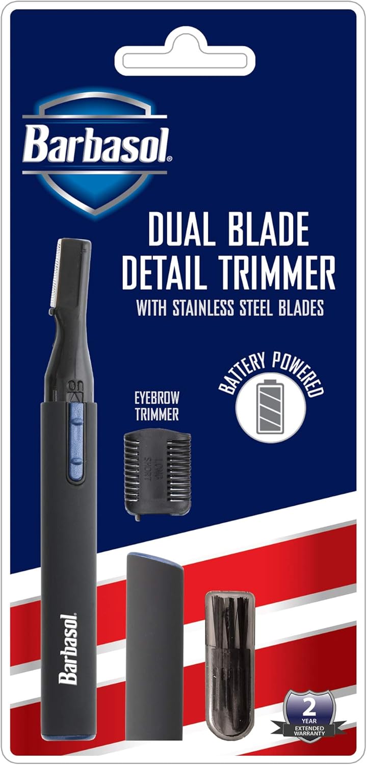 Barbasol Battery Powered Electric Dual Blade Fine Detail Trimmer with Stainless Steel Blades