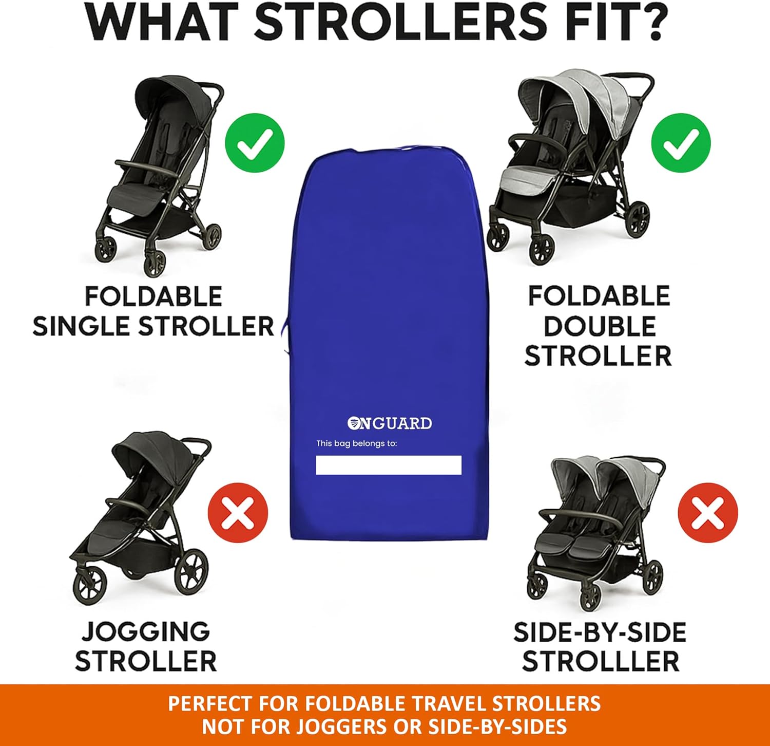 ONGUARD Waterproof Single and Double Stroller Bag for Airplane - Travel Stroller Cover for Air Travel and Storage - Gate Check Bag Backpack- Baby Airplane Essentials