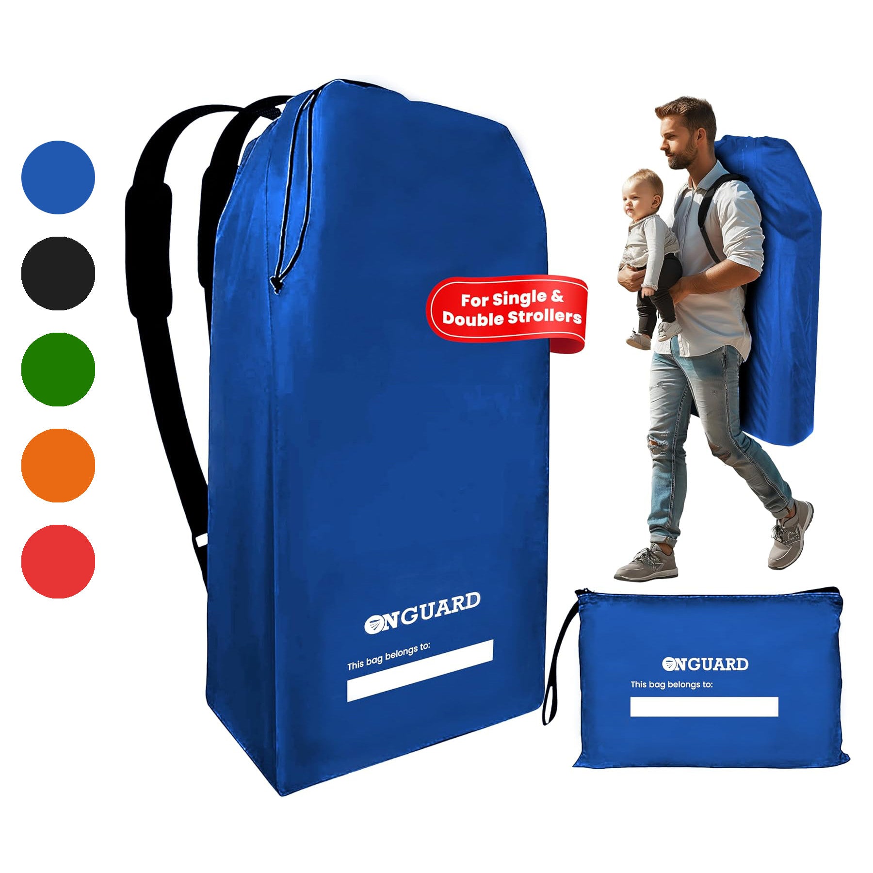 ONGUARD Waterproof Single and Double Stroller Bag for Airplane - Travel Stroller Cover for Air Travel and Storage - Gate Check Bag Backpack- Baby Airplane Essentials