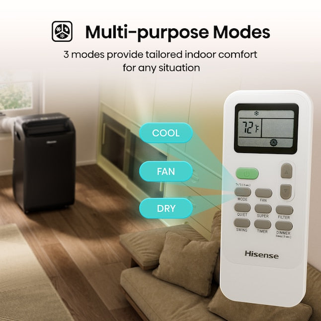 Hisense 10000 BTU DOE 115-Volt Vented Medium Room Smart Portable Air Conditioner Remote Included (Refurbished)