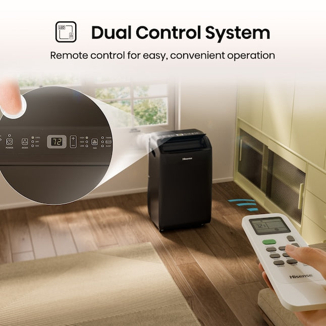Hisense 10000 BTU DOE 115-Volt Vented Medium Room Smart Portable Air Conditioner Remote Included (Refurbished)
