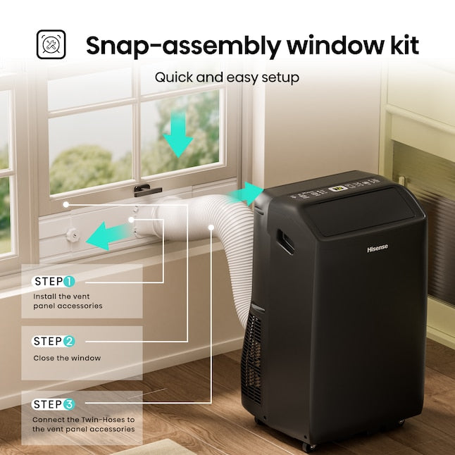 Hisense 10000 BTU DOE 115-Volt Vented Medium Room Smart Portable Air Conditioner Remote Included (Refurbished)