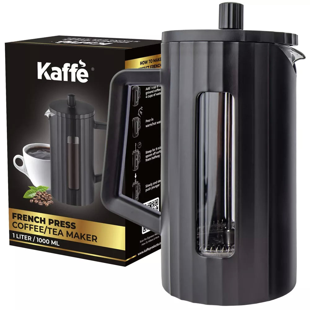 Kaffe French Press Coffee/Tea Maker - 1 Liter, Black