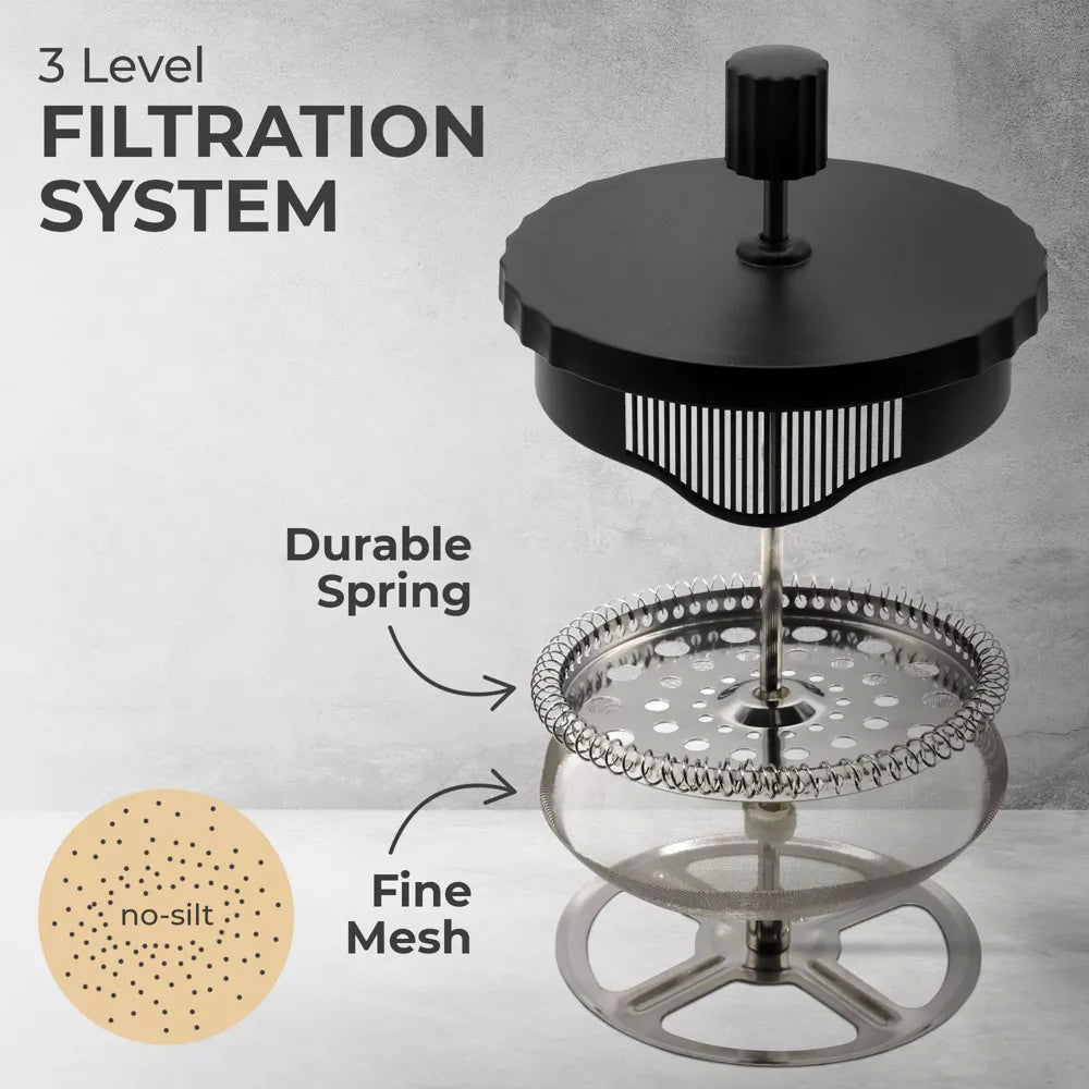 Kaffe French Press Coffee/Tea Maker - 1 Liter, Black