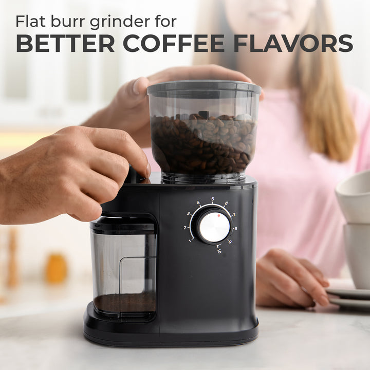 Kaffe Electric Coffee Burr Grinder - 5.5oz - Black (Cleaning Brush Included)