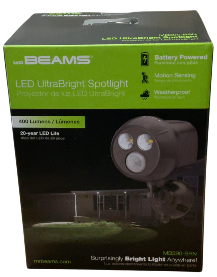 Beams MB390 400 Lumen Wireless Battery Powered Motion Sensing Ultra Bright LED Spotlight, 1-Pack, Brown