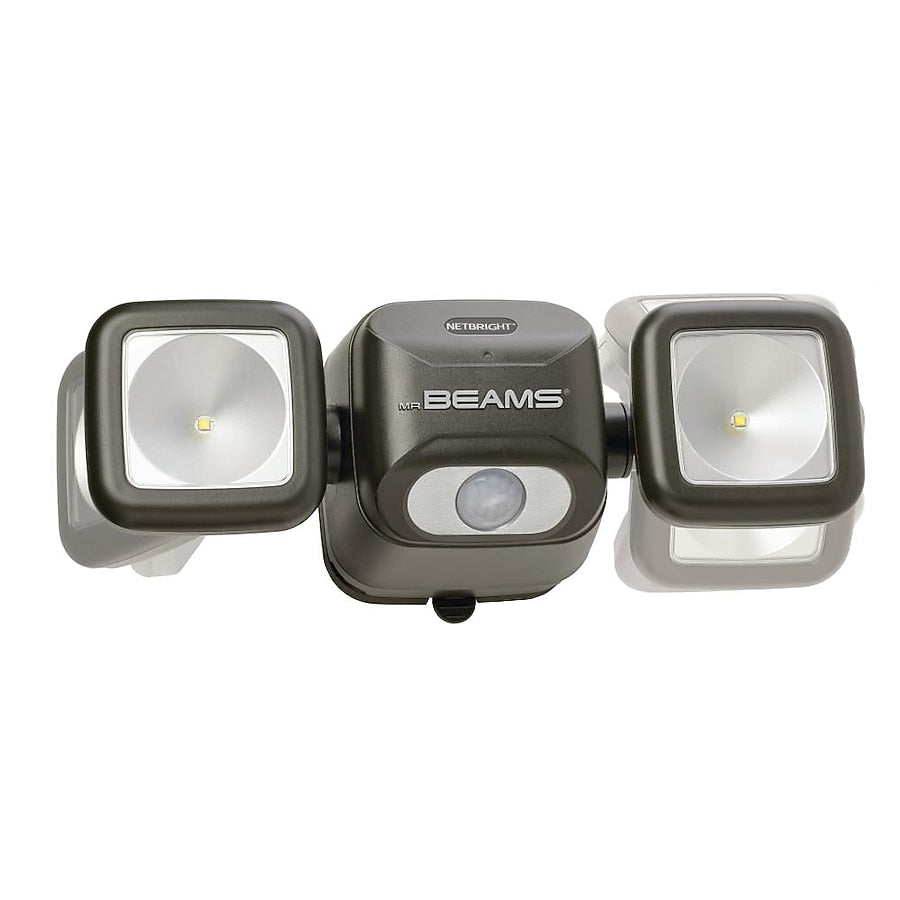 Mr Beams 120-Degree Battery-operated LED Brown 2-Head Motion-Activated Flood Light 500-Lumen