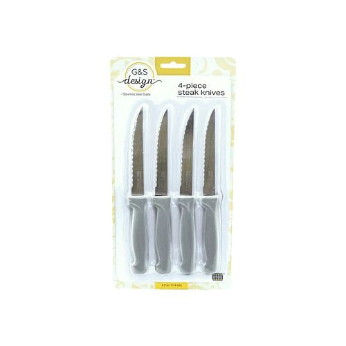 G&S Design 4-Piece Steak Knives, White Handles