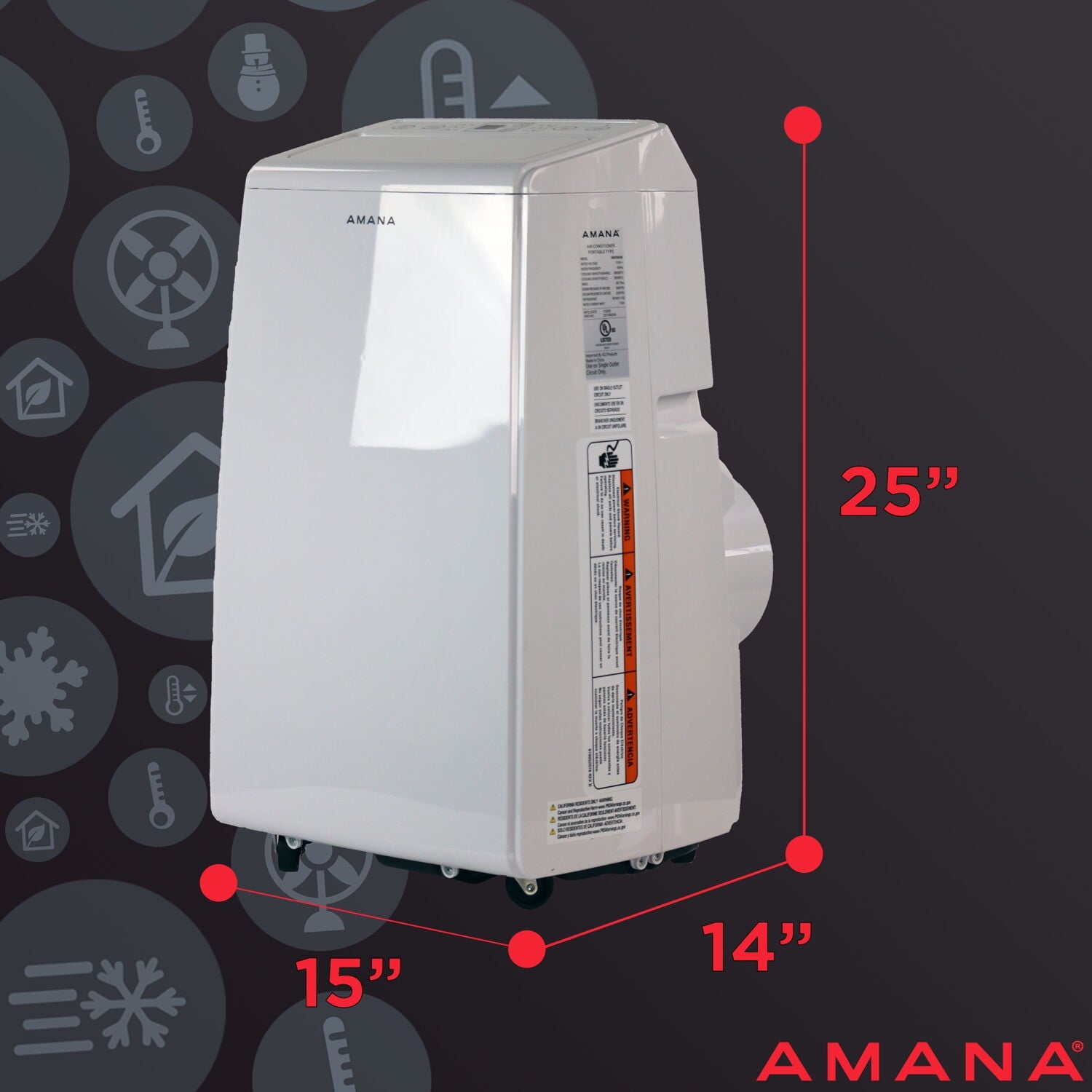 Amana 4500 BTU (7,000 BTU ASHRAE) 200 Sq ft 115V Portable Air Conditioner, White,