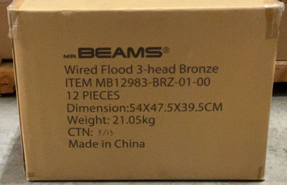 Mr Beams Wired Pro 3-Head Outdoor Motion Sensing LED Security Light, 3900 Lumens, Bronze