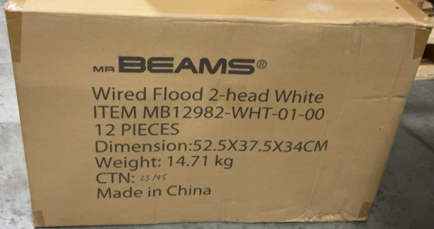 Mr Beams Wired Pro 2-Head Outdoor Motion Sensing LED Security Light, 2700 Lumens, White