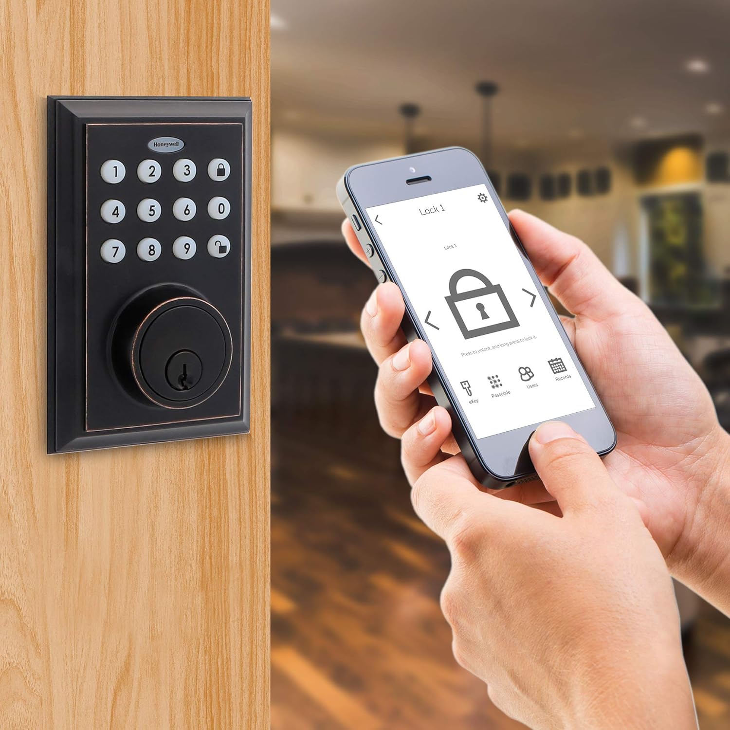 Honeywell Bluetooth Enabled Digital Deadbolt Door Lock With Keypad, Oil Rubbed Bronze