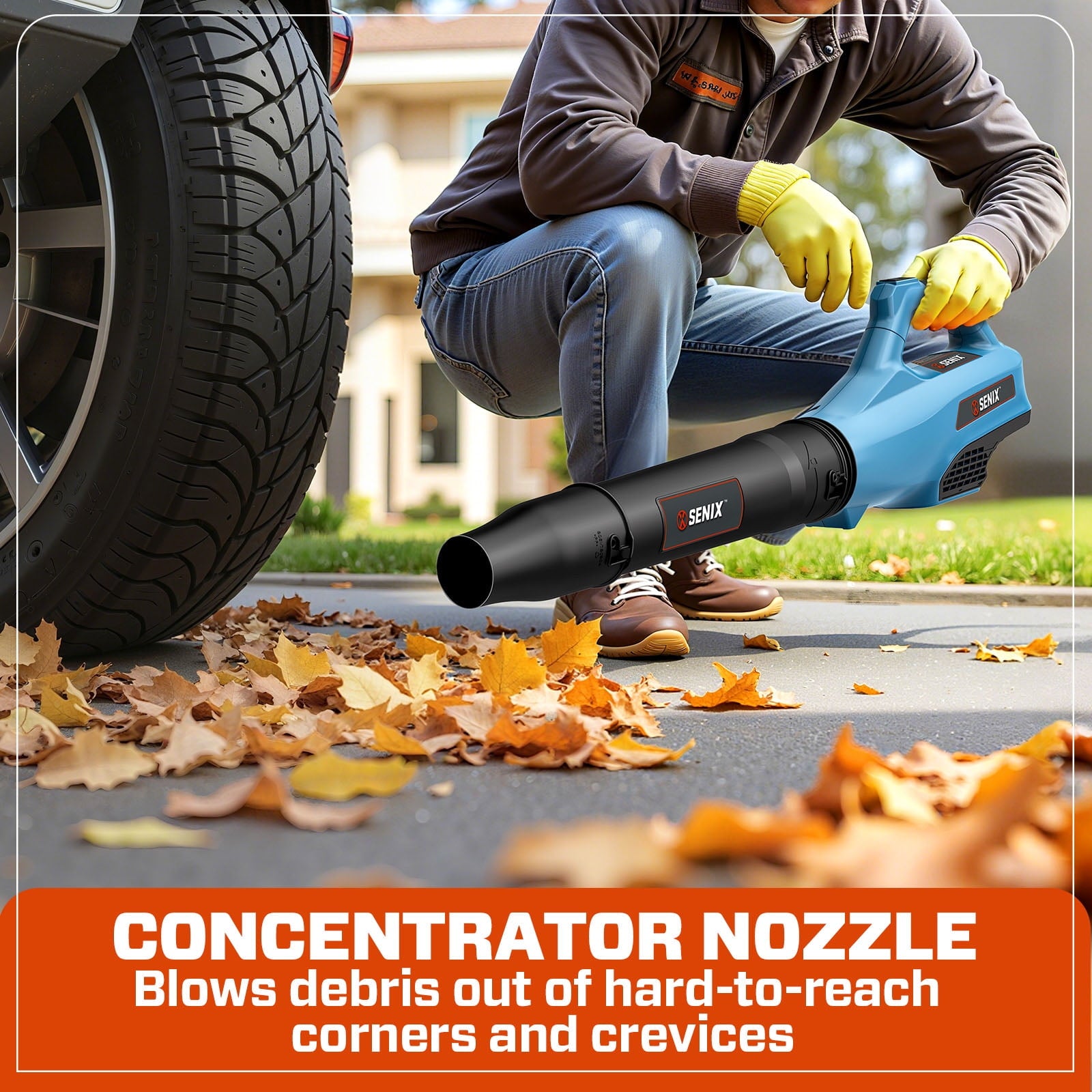 SENIX 58 Volt Max* Cordless Brushless Battery Leaf Blower, Variable Speed, Lightweight, Up to 480CFM and 120 MPH, (Battery and Charger Included) BLAX5-M