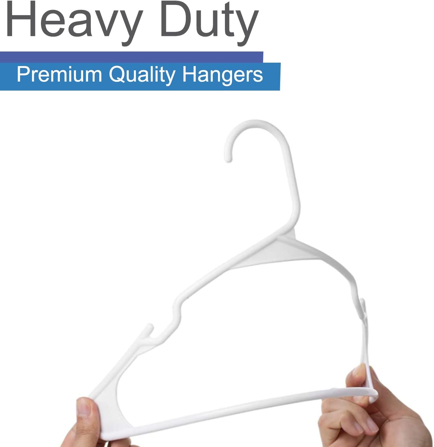 Plastic Notched Hangers Space Saving Tubular Clothes Hangers Standard Size Ideal for Everyday Use on Shirts, Coats, Pants, Dress, Skirts, Etc. (20, White)
