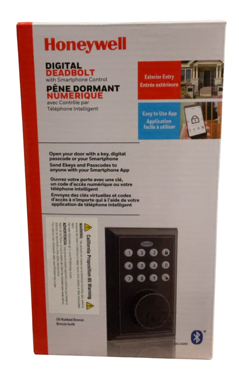 Honeywell Bluetooth Enabled Digital Deadbolt Door Lock With Keypad, Oil Rubbed Bronze
