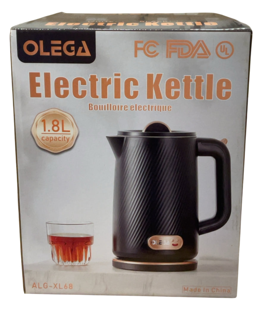 OLEGA Electric Kettle - 1500W Electric Tea Kettle 1.8L Stainless Steel Inner Electric Kettles for Boiling Water Auto Shut Off Boil-Dry Protection, Black