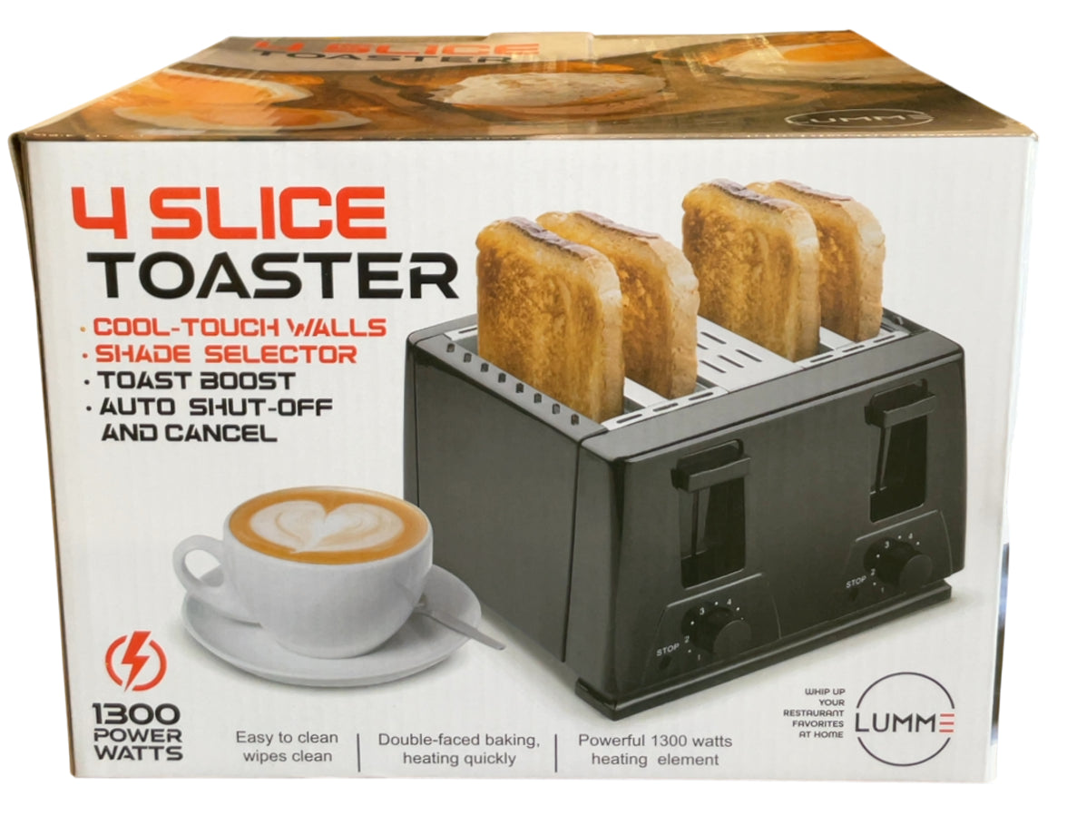 Lumme 4-Slice Toaster with Extra Wide Slots, Precise Browning Control & Reheat/Cancel Functions