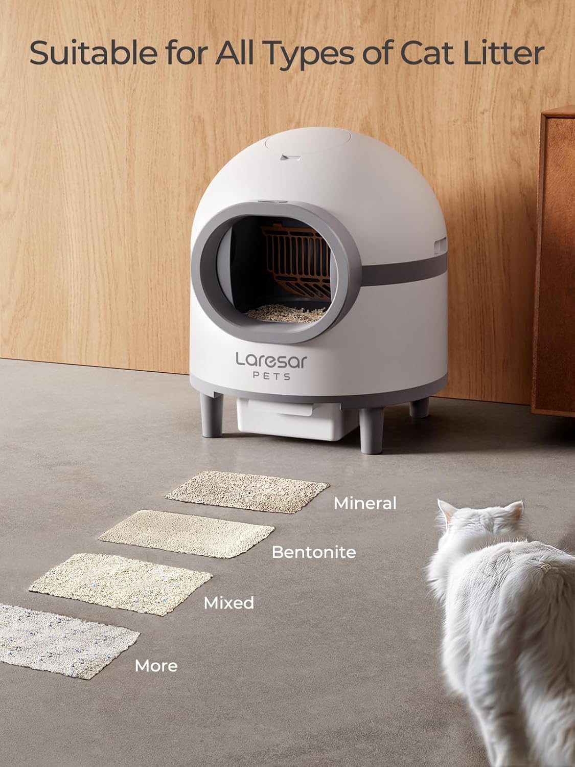 Laresar Pets Self Cleaning Litter Box with APP, Automatic Cat Litter Box for Multiple Cats, Double Odor RemovalSafety Protection, 70L9L Large Space Cat Litter Box, includes Mat & Trash Bags