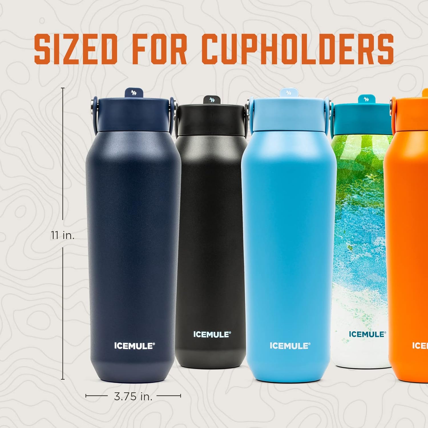 ICEMULE 32oz Sports Bottle, Vacuum Insulated, Pro Grade Stainless Steel, Blaze Orange, 2 Pack