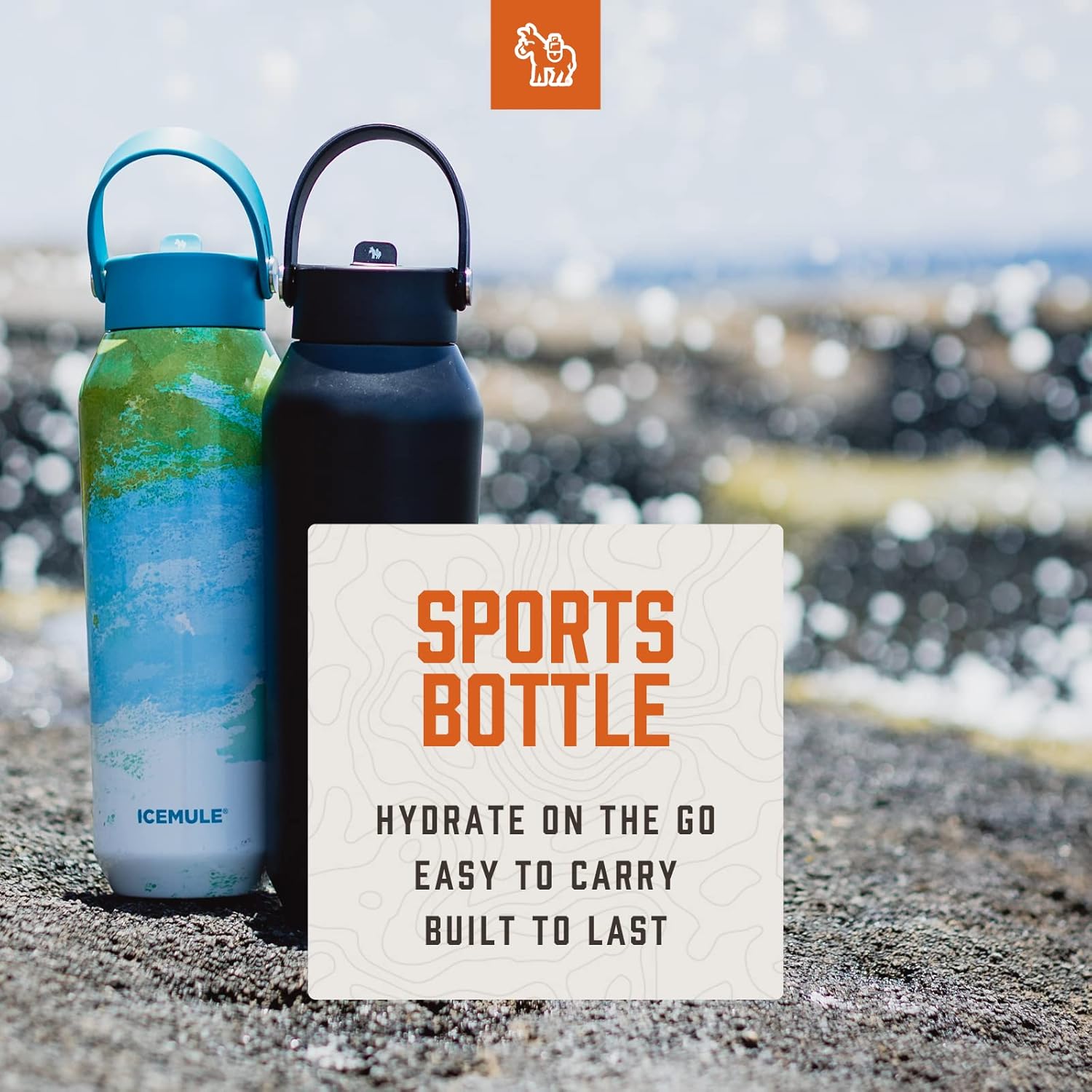 ICEMULE 32oz Sports Bottle, Vacuum Insulated, Pro Grade Stainless Steel, Blaze Orange, 2 Pack