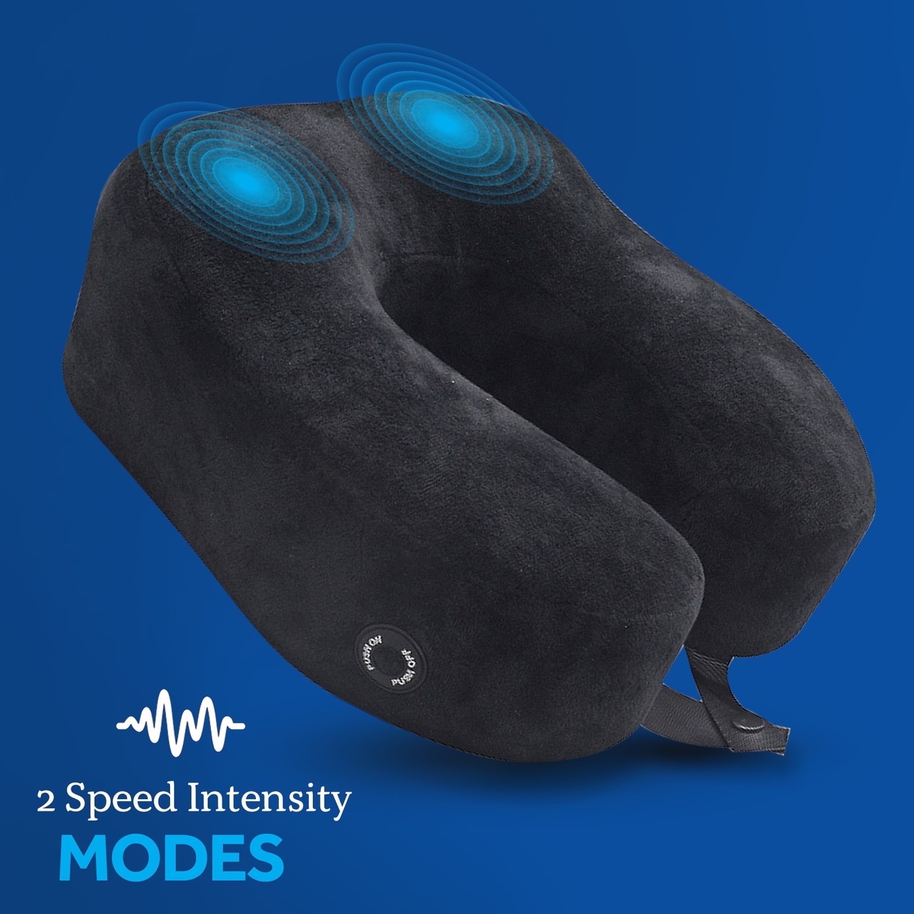 Sealy Neck Massager Plush Pillow for Neck & Shoulder Pain Relief, U-Shaped, Black