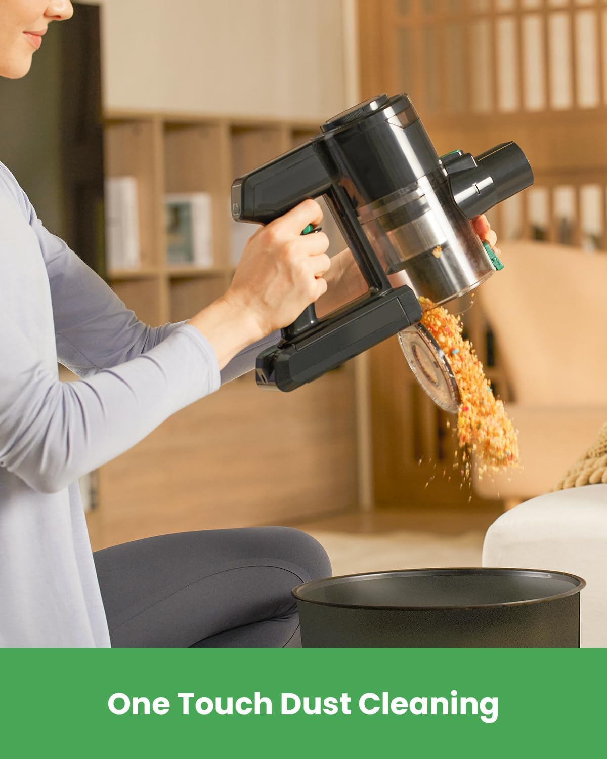 Vactidy V9 Cordless Vacuum Cleaner 6-in-1 Lightweight Stick Vacuum Cleaner with Brushless Motor, 45 Min Runtime, for Hard Floors and Carpets, Green