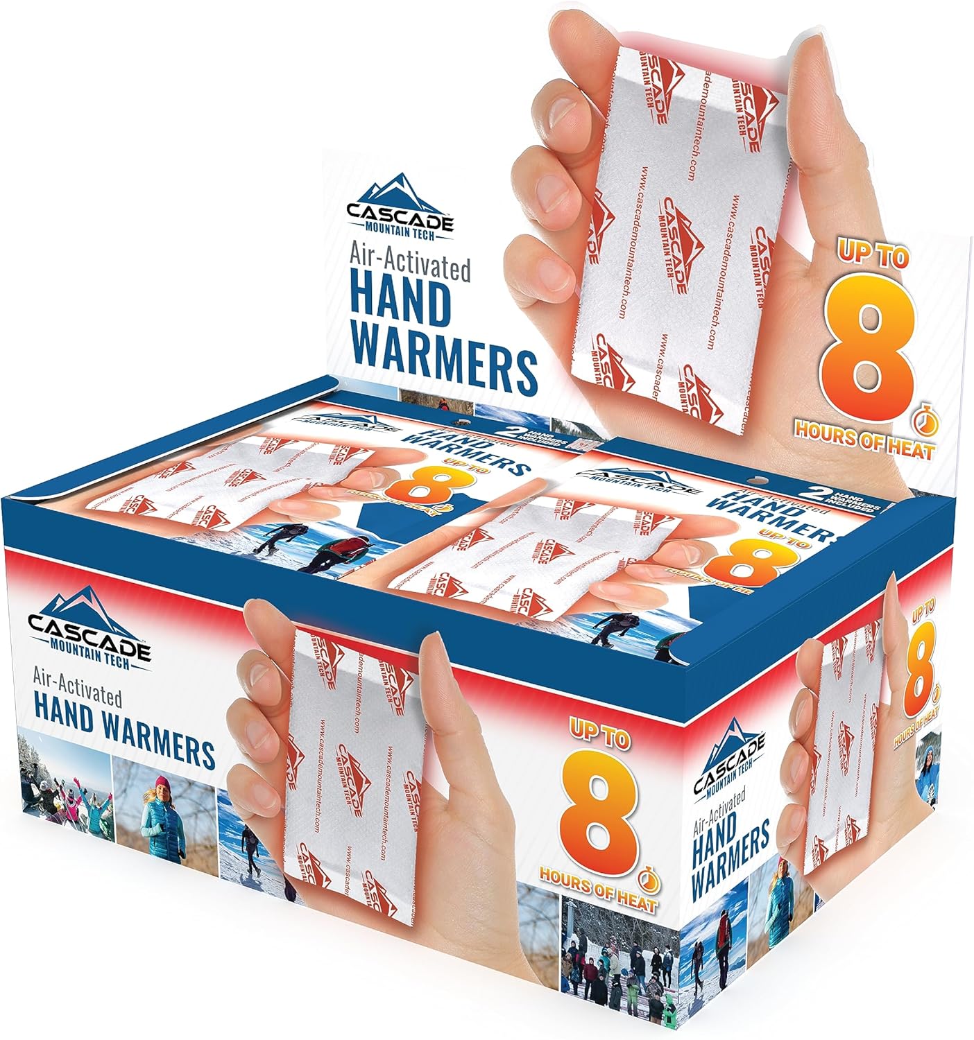 Cascade Mountain Tech Extra Long Lasting Air-Activated Hand Warmers Value Pack - Up to 8 Hours of Heat (40-Pack)