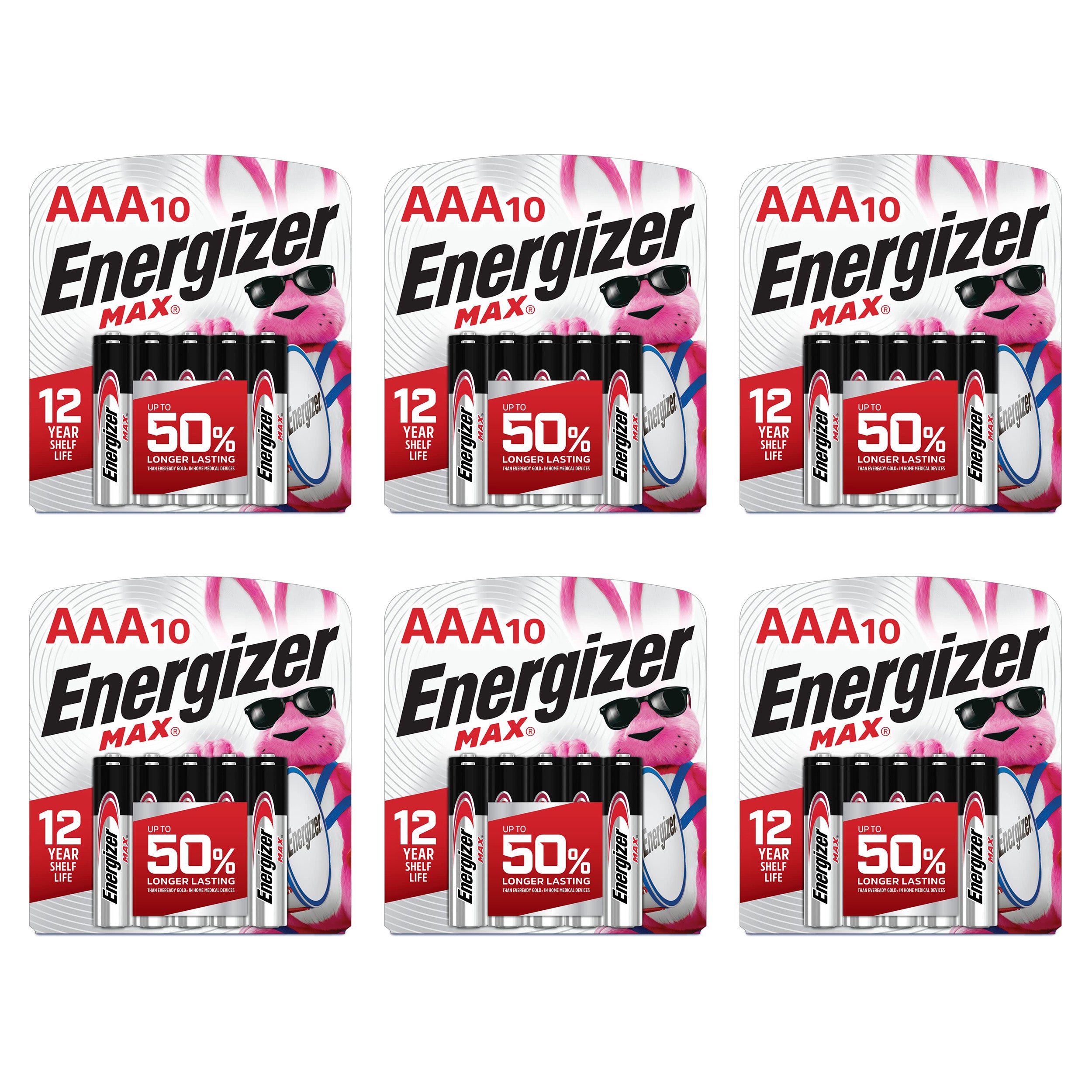 Energizer MAX AAA Batteries, 6 Packs of 10 (60 total batteries)