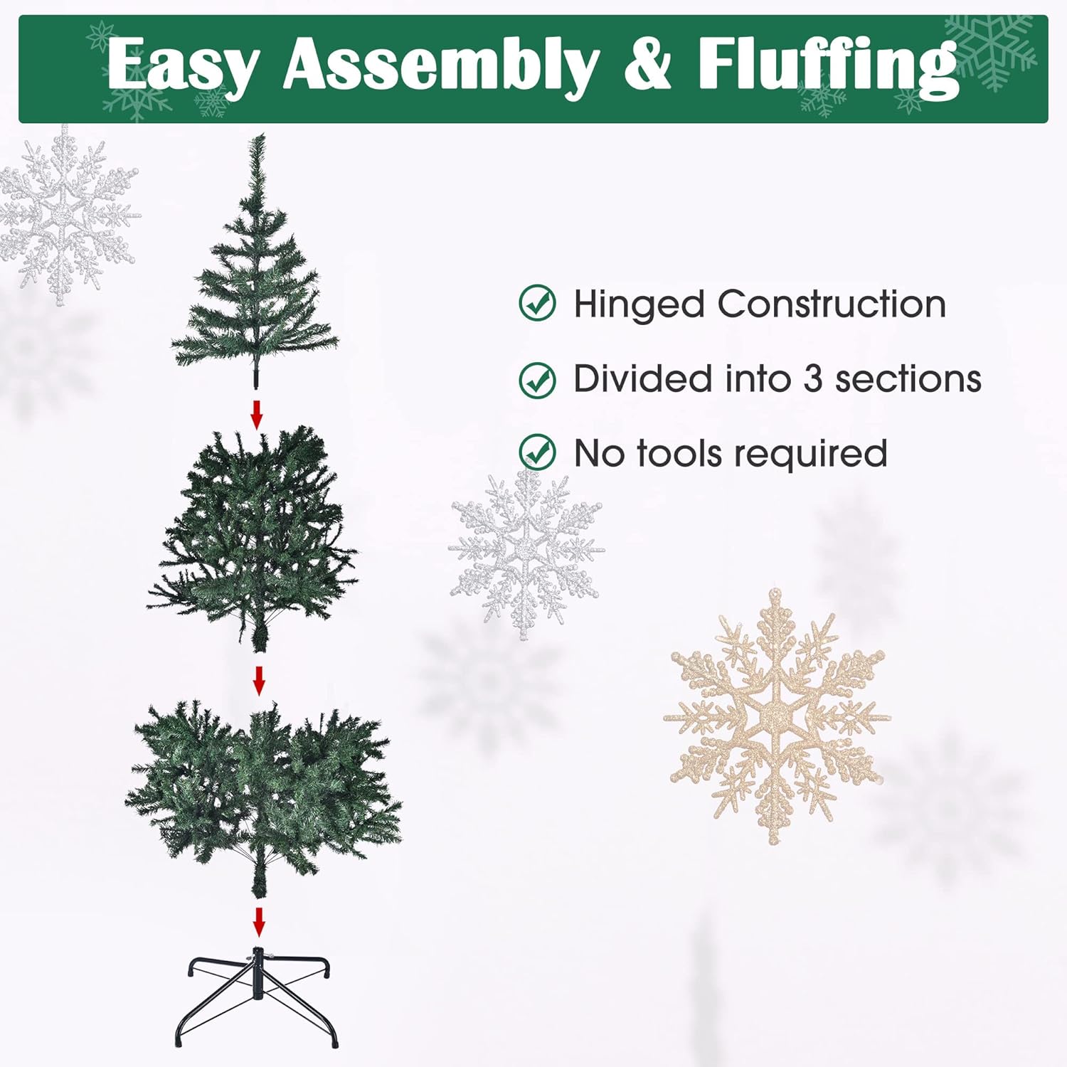 Yescom 7.5 feet Synthetic Christmas Tree Foldable X-shaped Metal Stand