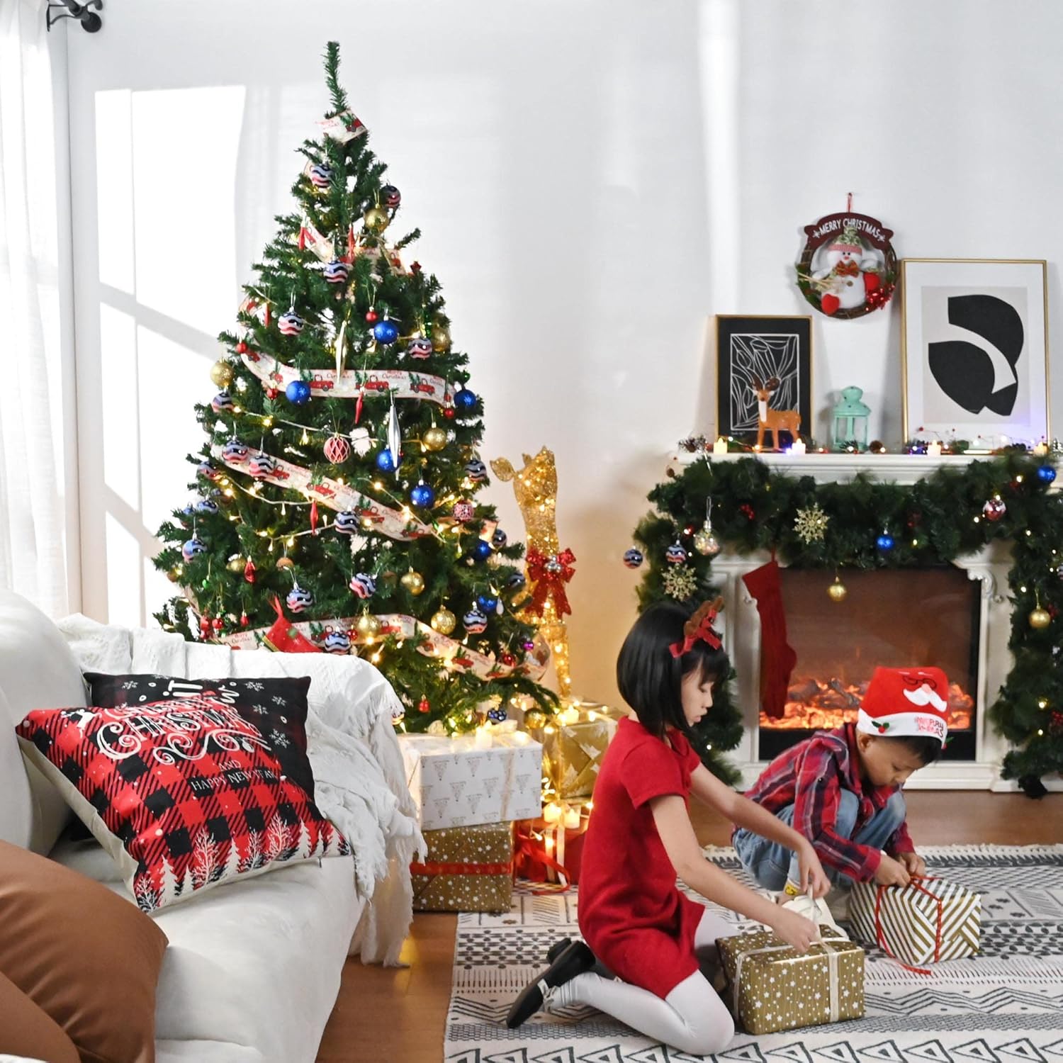 Yescom 7.5 feet Synthetic Christmas Tree Foldable X-shaped Metal Stand