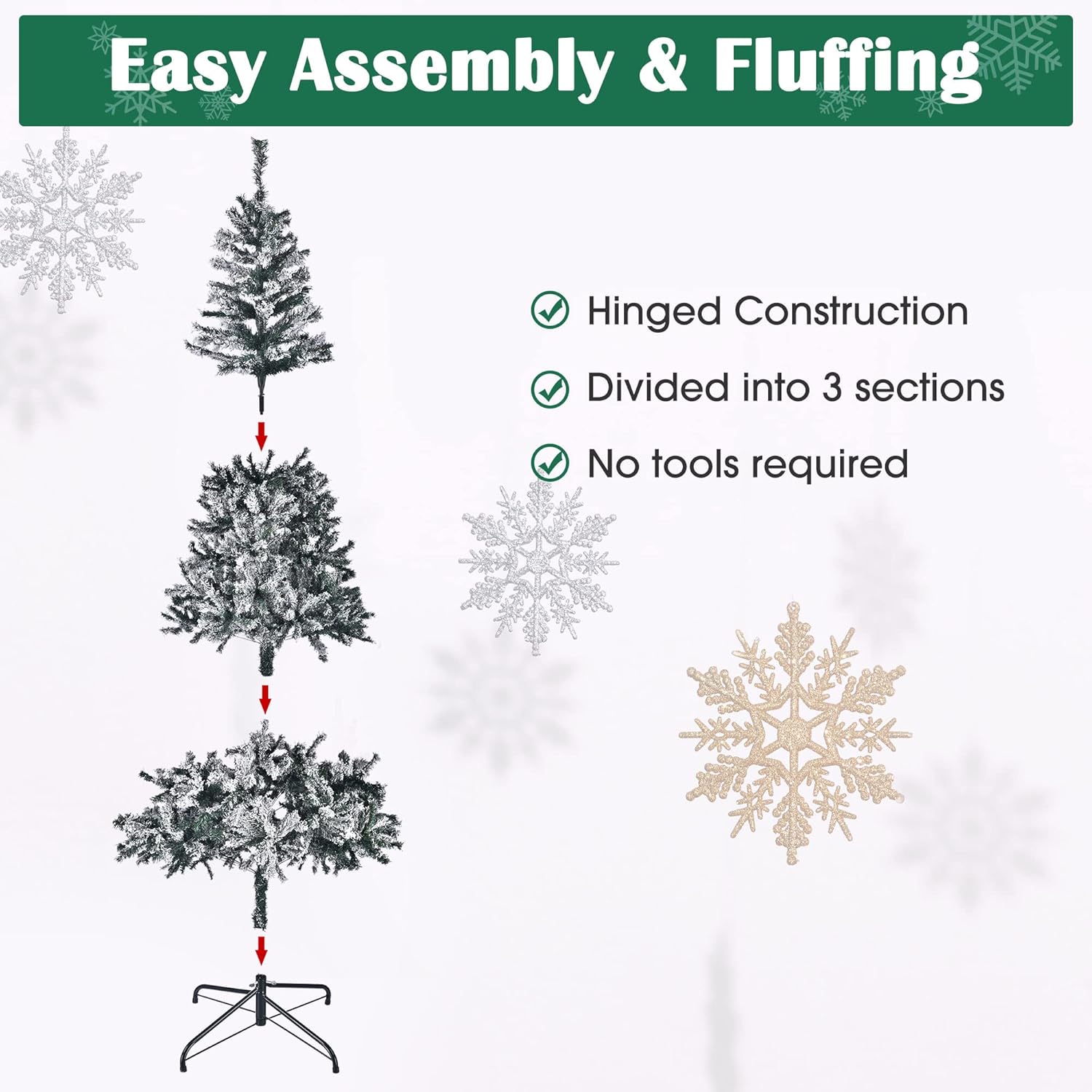 Yescom 7.5 feet White Flocked Christmas Tree