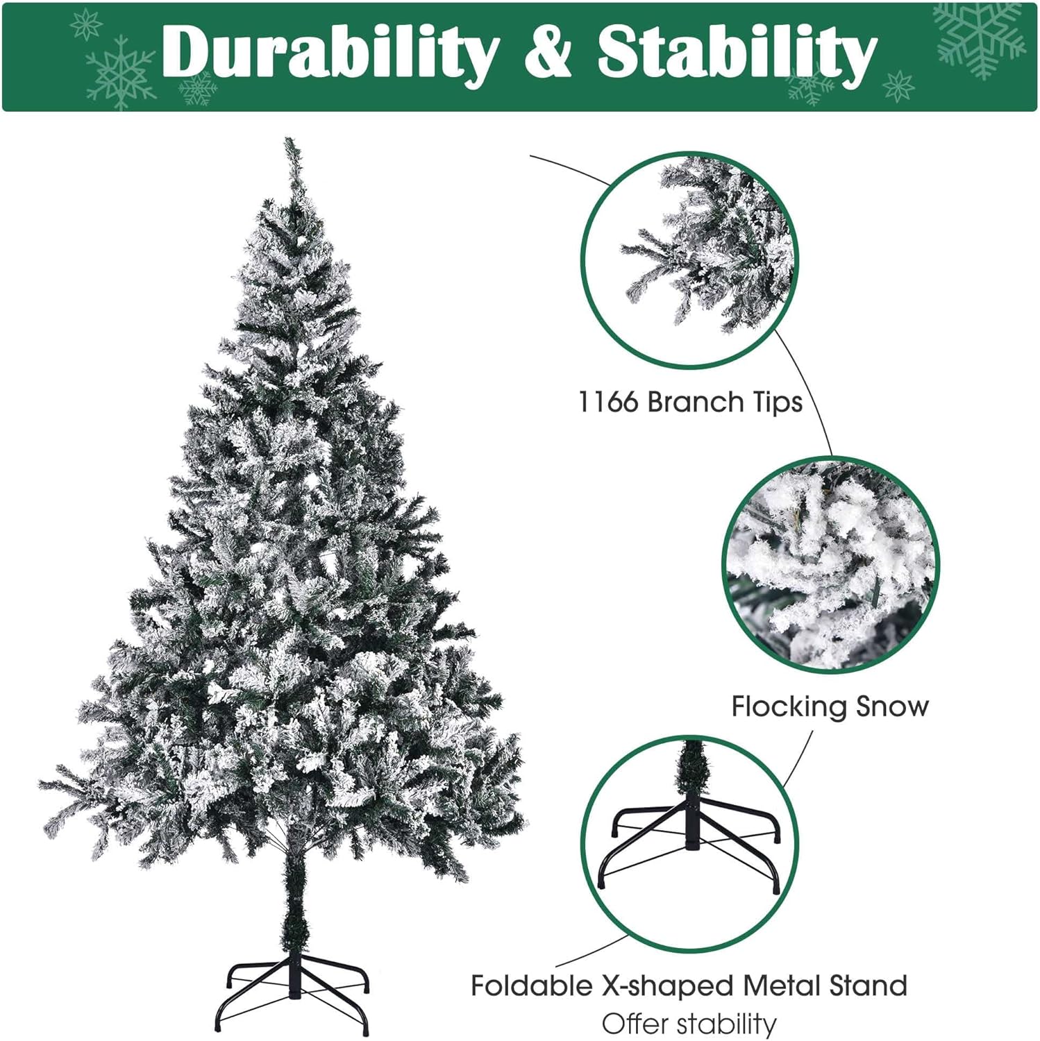 Yescom 7.5 feet White Flocked Christmas Tree