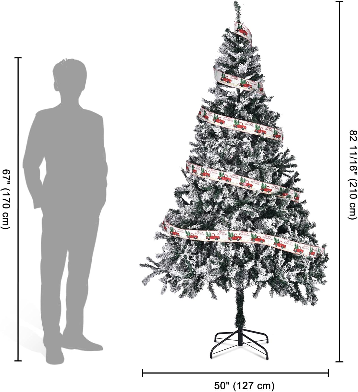 Yescom 7.5 feet White Flocked Christmas Tree