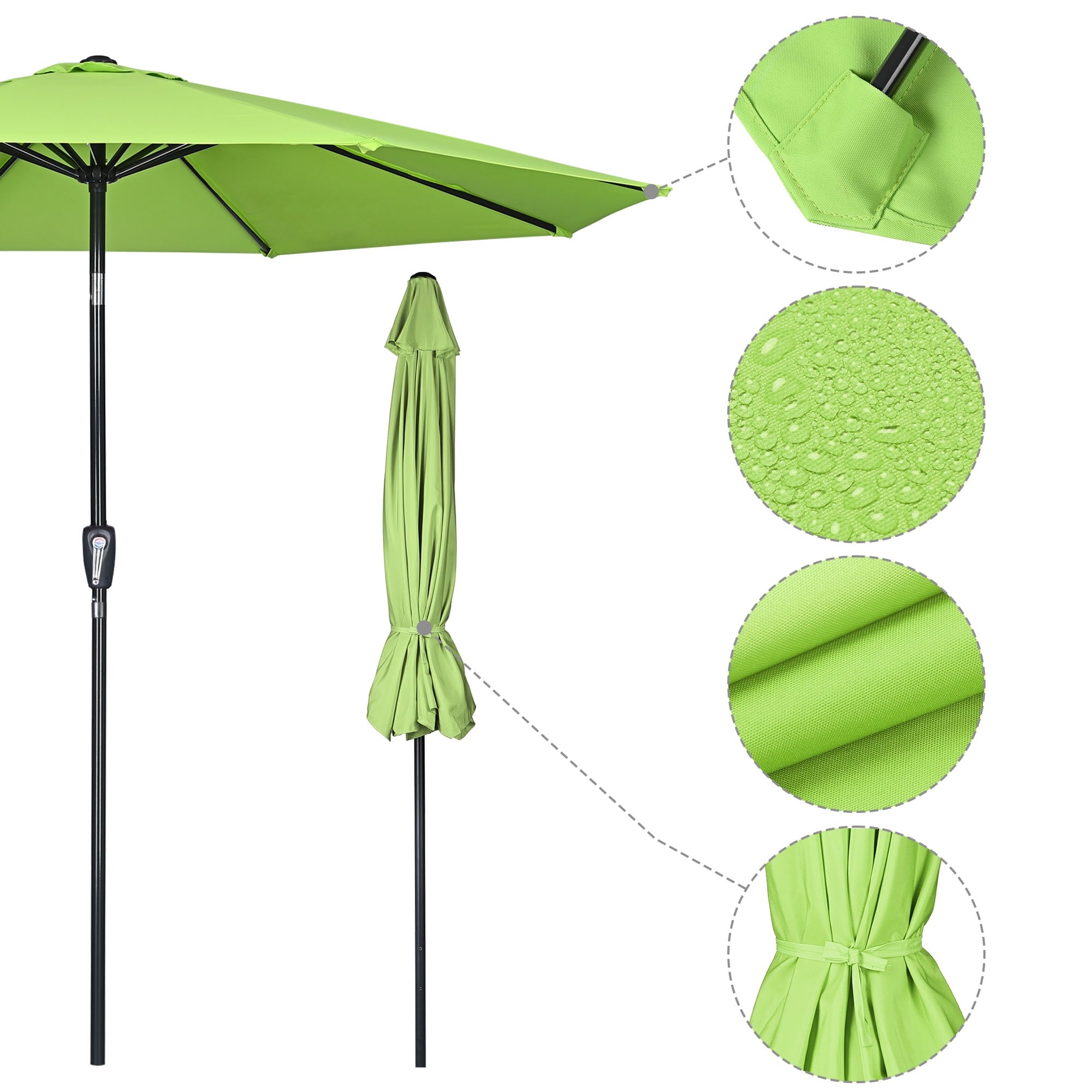 Yescom 9Ft Outdoor Table Patio Umbrella with Crank Tilt Aluminum, Green Glow
