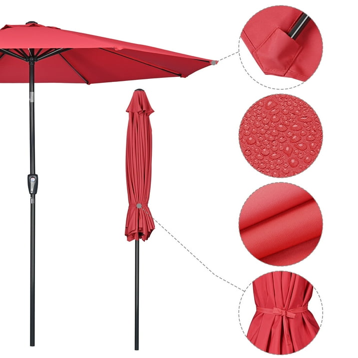 Yescom 10Ft UV50+ Aluminum Outdoor Table Patio Umbrella with Crank Tilt, Red