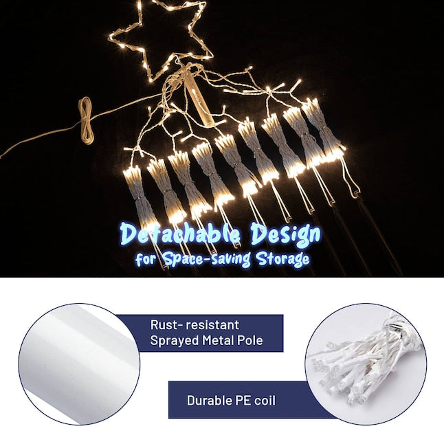 Yescom 12 Ft Waterfall Cone Tree Light with 362 LED Star 9 Strings Christmas, Warm White