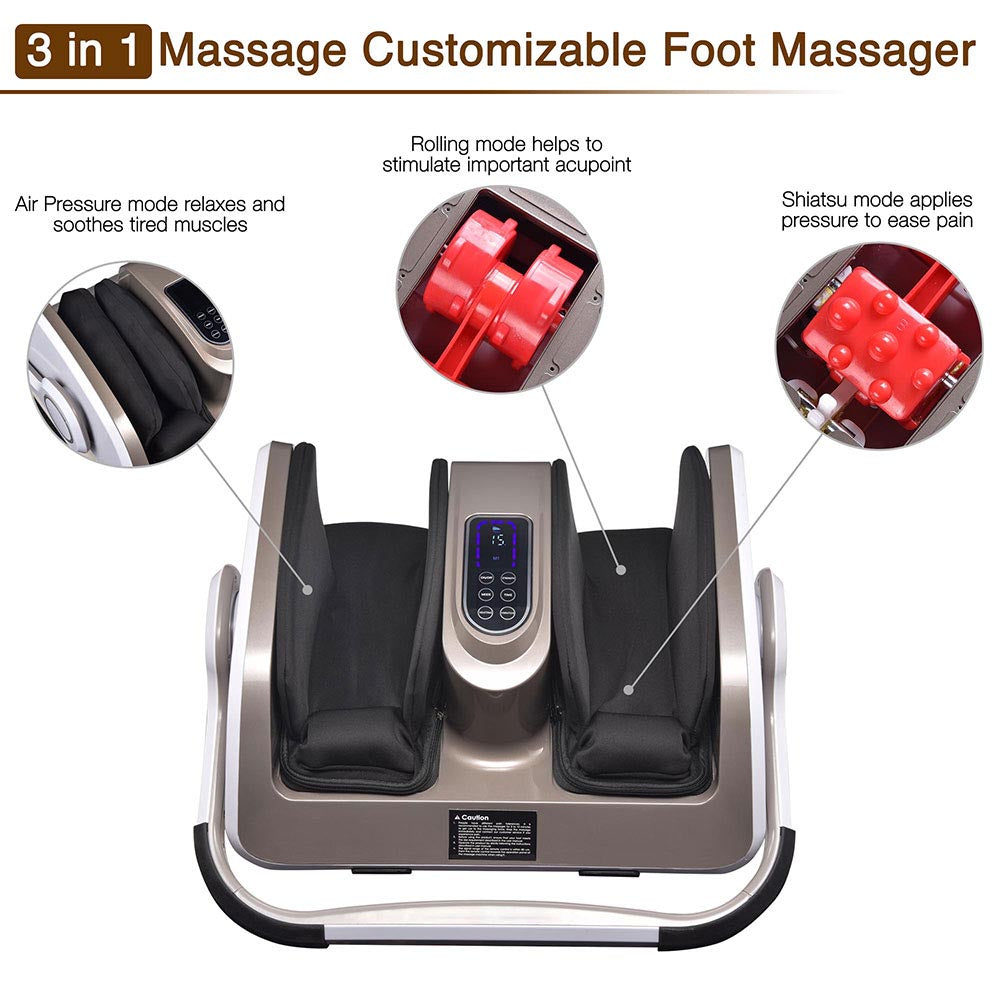 Yescom Foot Massager with Handle Heat Air Compression Shiatsu Health Care Essentials