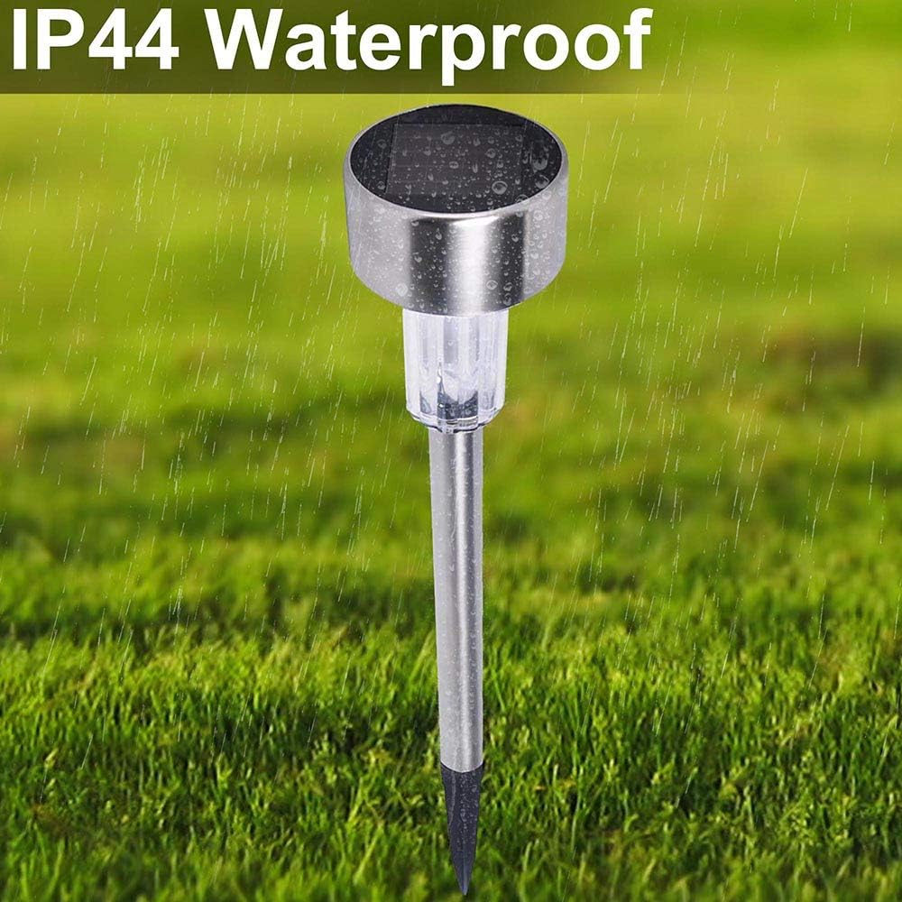 Yescom LED Solar Powered Light White IP44 Waterproof Outdoor Pathway Landscape Garden Yard Decor Lamp (Pack of 6)