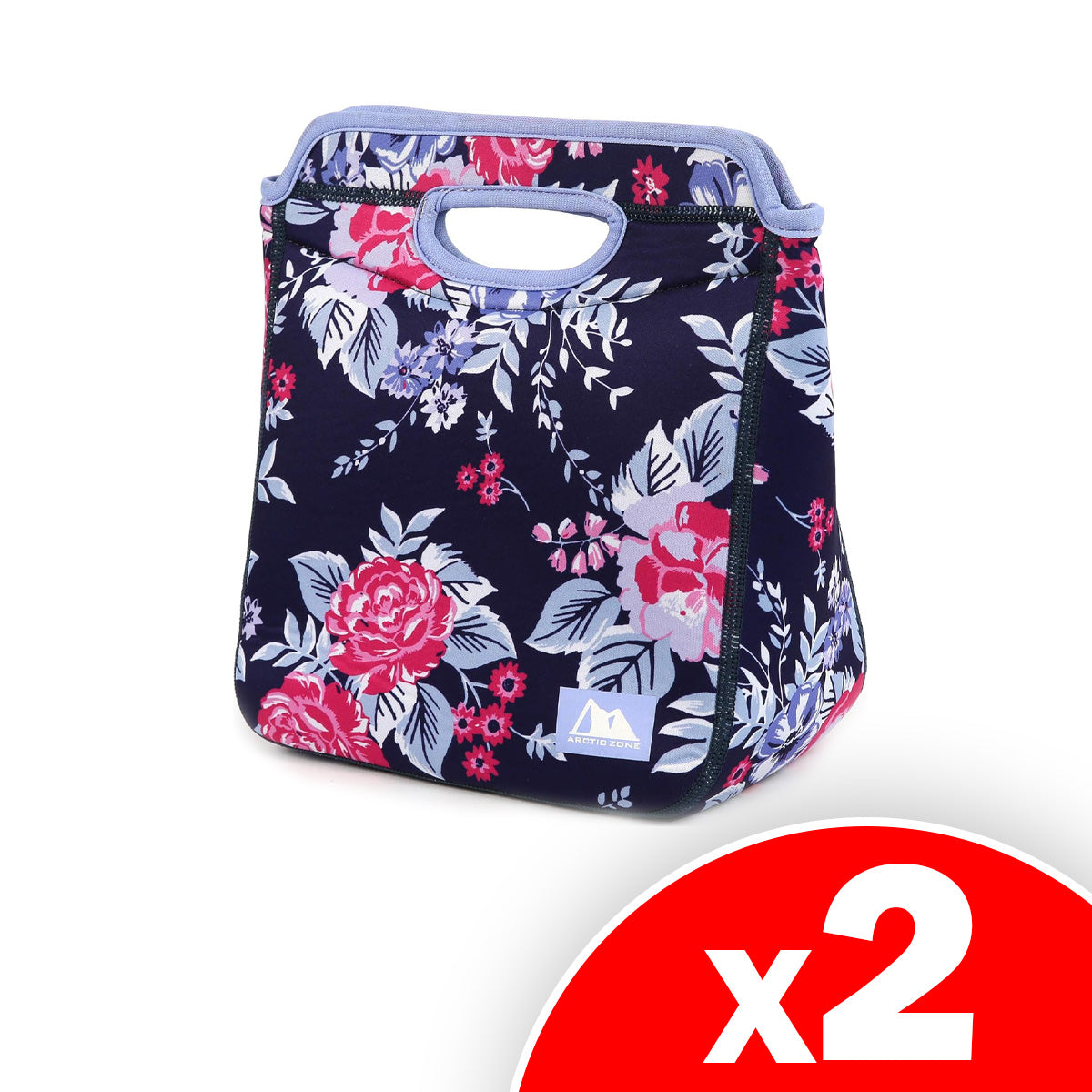 Arctic Zone Neoprene Zaza Lunch Tote, Midnight Toss Floral, 2 Pack