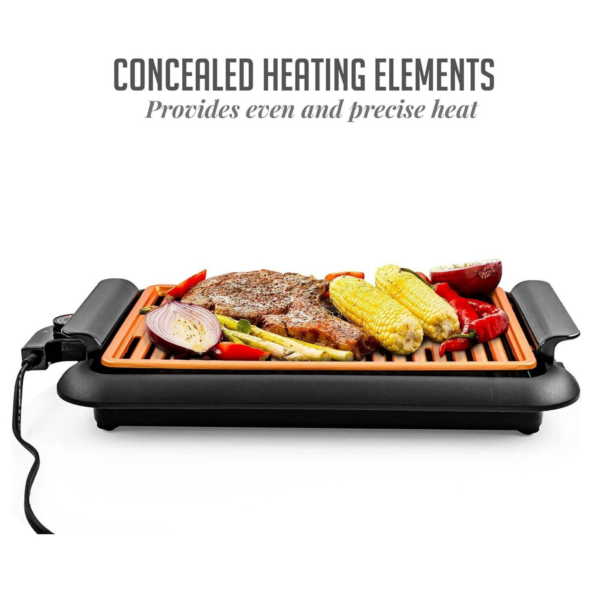 Complete Cuisine Electric Indoor Smokeless Copper Grill, 1200W