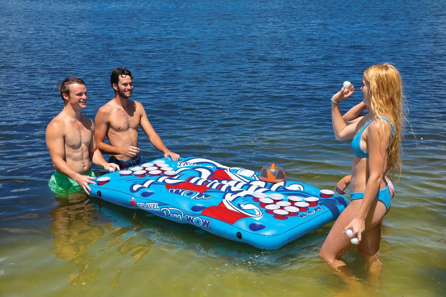 Wow World of Watersports Heavy Duty, Portable, Floating, Inflatable Beer Pong Table