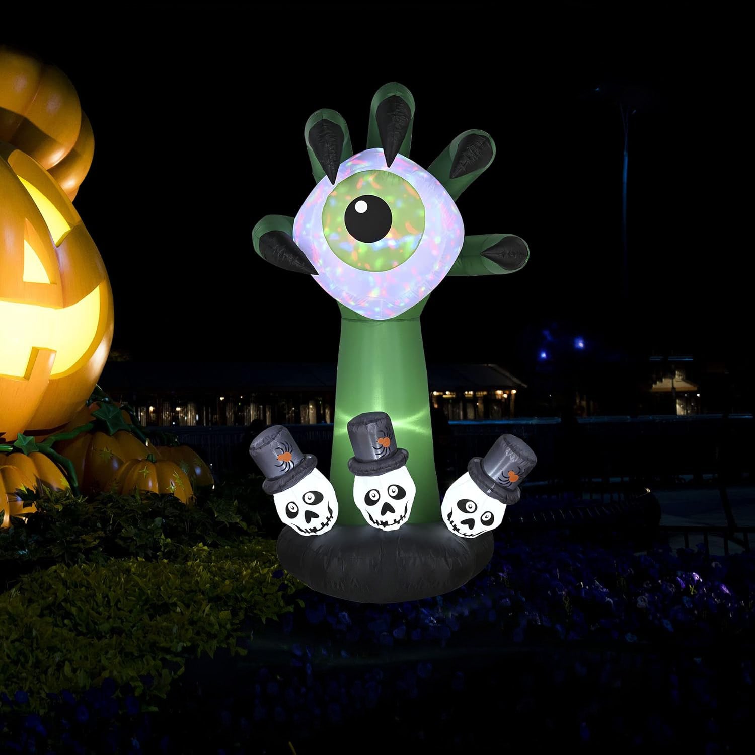 Yescom 6 FT Halloween Inflatables Outdoor Blowup Yard Decoration, Scary Monster Hand Eyeball, Motion Activated with Built-in LED Lights Creepy Sound