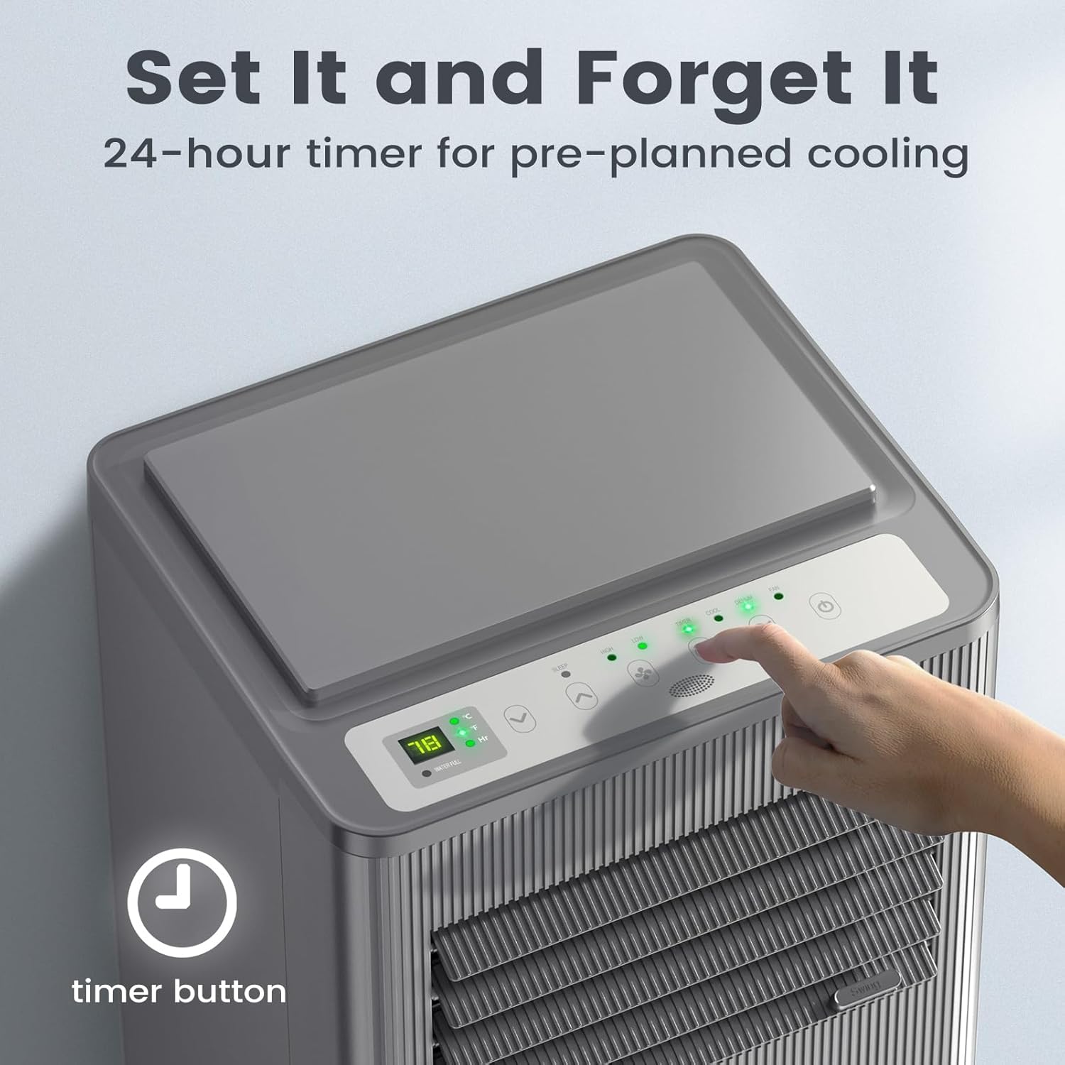 Air Choice Portable Air Conditioner, 10000 BTU Air Conditioner Portable for Room Up to 450 Sq.Ft, 24H Timer, 3-in-1 Quiet AC Unit, Dehumidifier, Fan, Remote, Window Kit Included, Silver