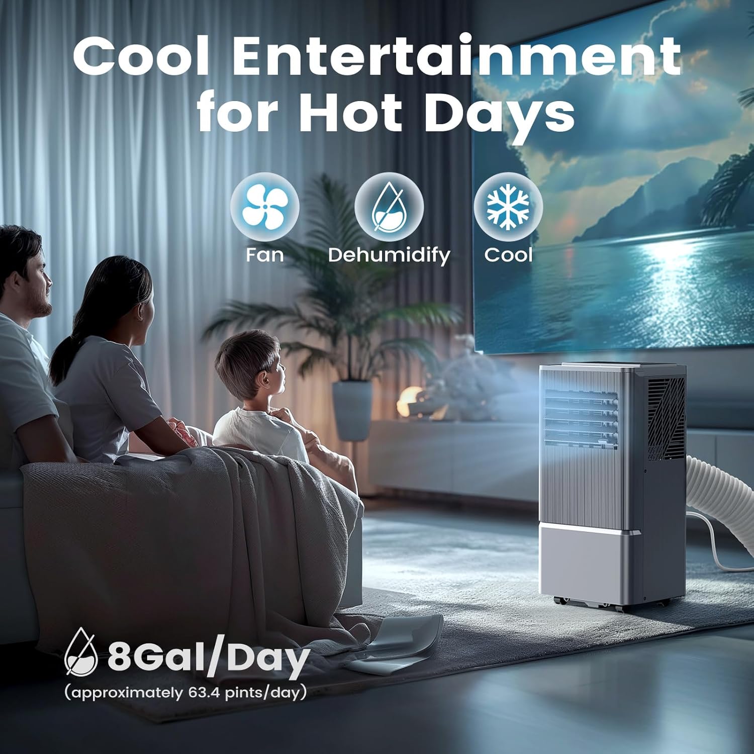 Air Choice Portable Air Conditioner, 10000 BTU Air Conditioner Portable for Room Up to 450 Sq.Ft, 24H Timer, 3-in-1 Quiet AC Unit, Dehumidifier, Fan, Remote, Window Kit Included, Silver