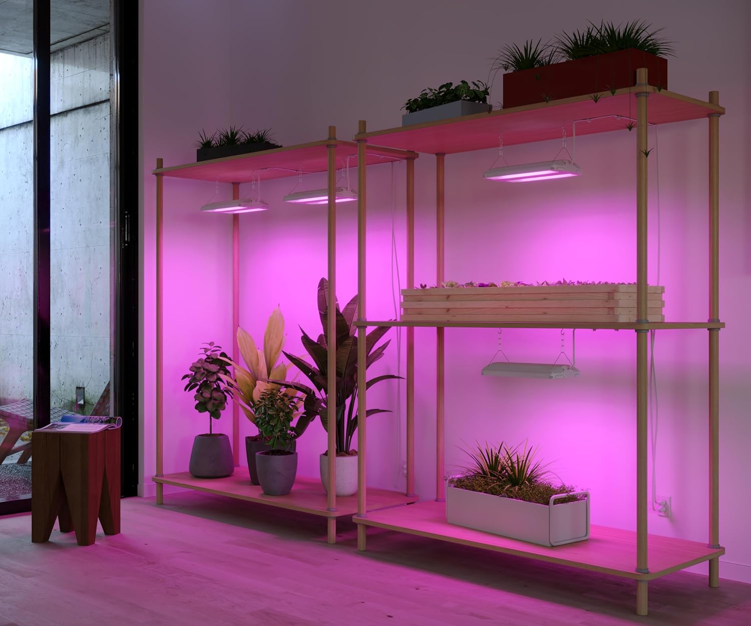 Good Earth Lighting 14-in 1-Light, 78-Watt Selectable Spectrum LED Grow Light, 117 PAR/PPF, Auto On/Off Timer, White