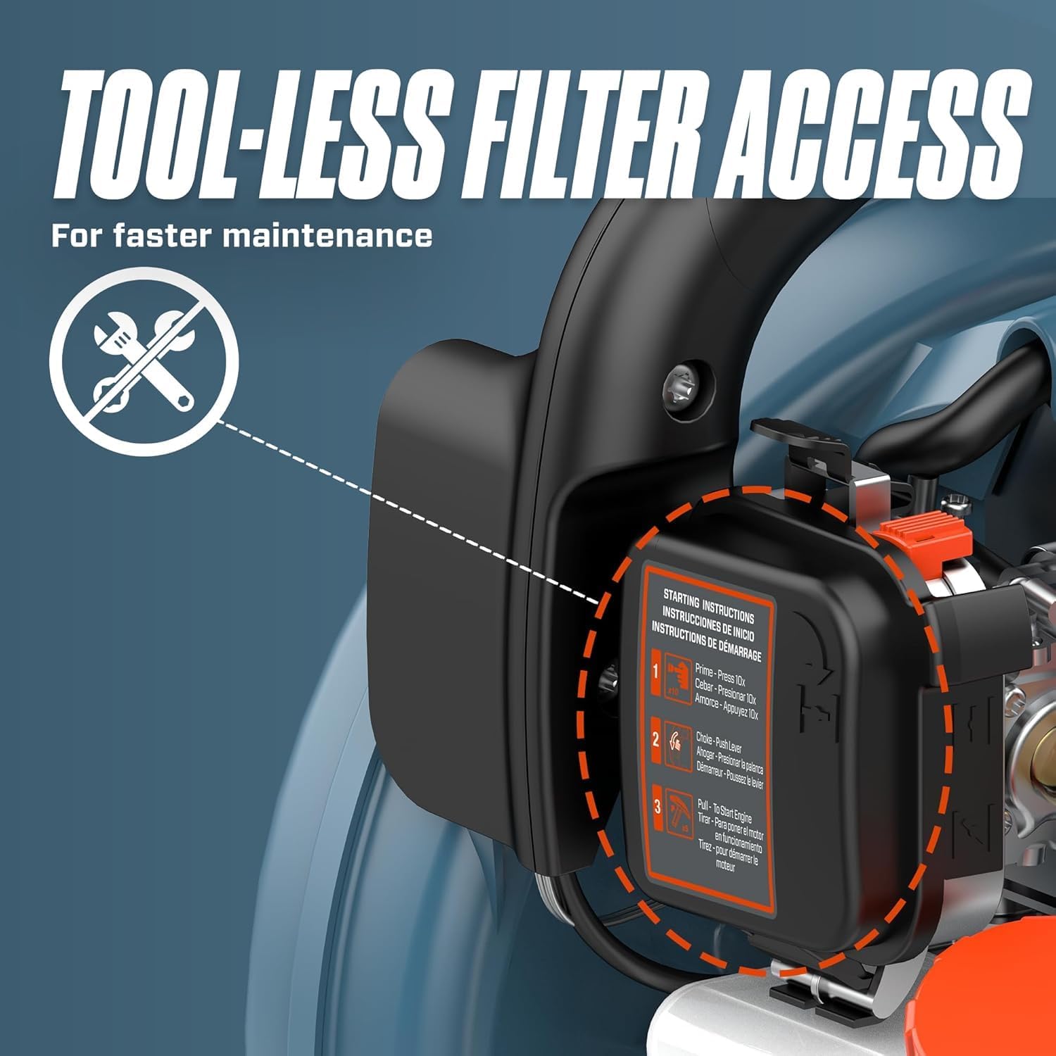 SENIX 4QL 31 cc 4-Cycle Handheld Gas Powered Leaf Blower and Vac for Lawn Care, Up to 550 CFM and 127 MPH, Light Weight, Dual Grip Handle, BLV4QL-M, Blue