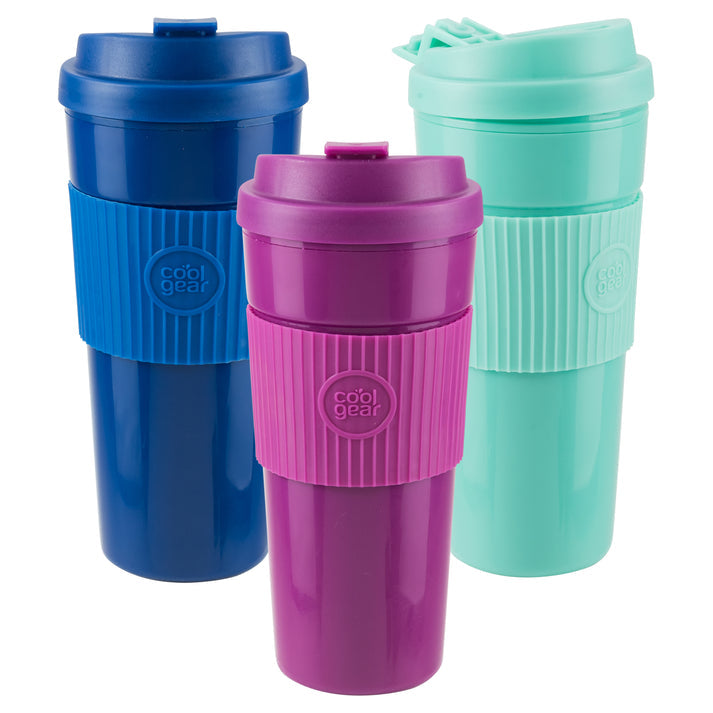 Eco 2 Go Coffee Mug with Protective Removable Band | Dishwasher Safe, Spill proof, Double-Wall Insulated, 6 Pack
